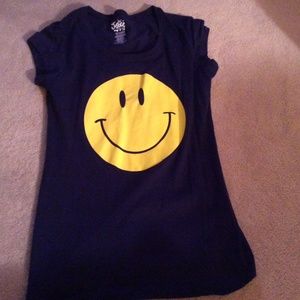 Justice Smiley Face Shirt Navy Blue Size 18